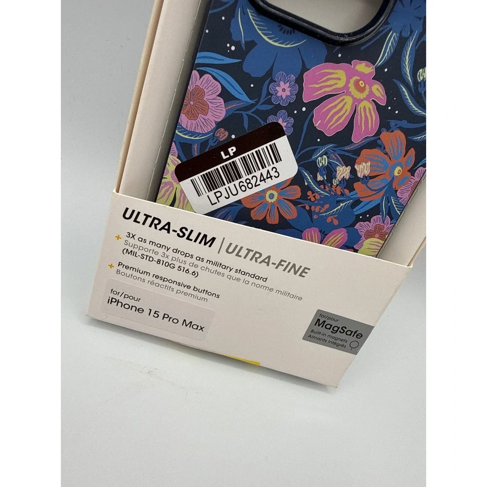 OtterBox Symmetry iPhone Case 15 Pro Max Blue New Floral MagSafe Slim Protective
